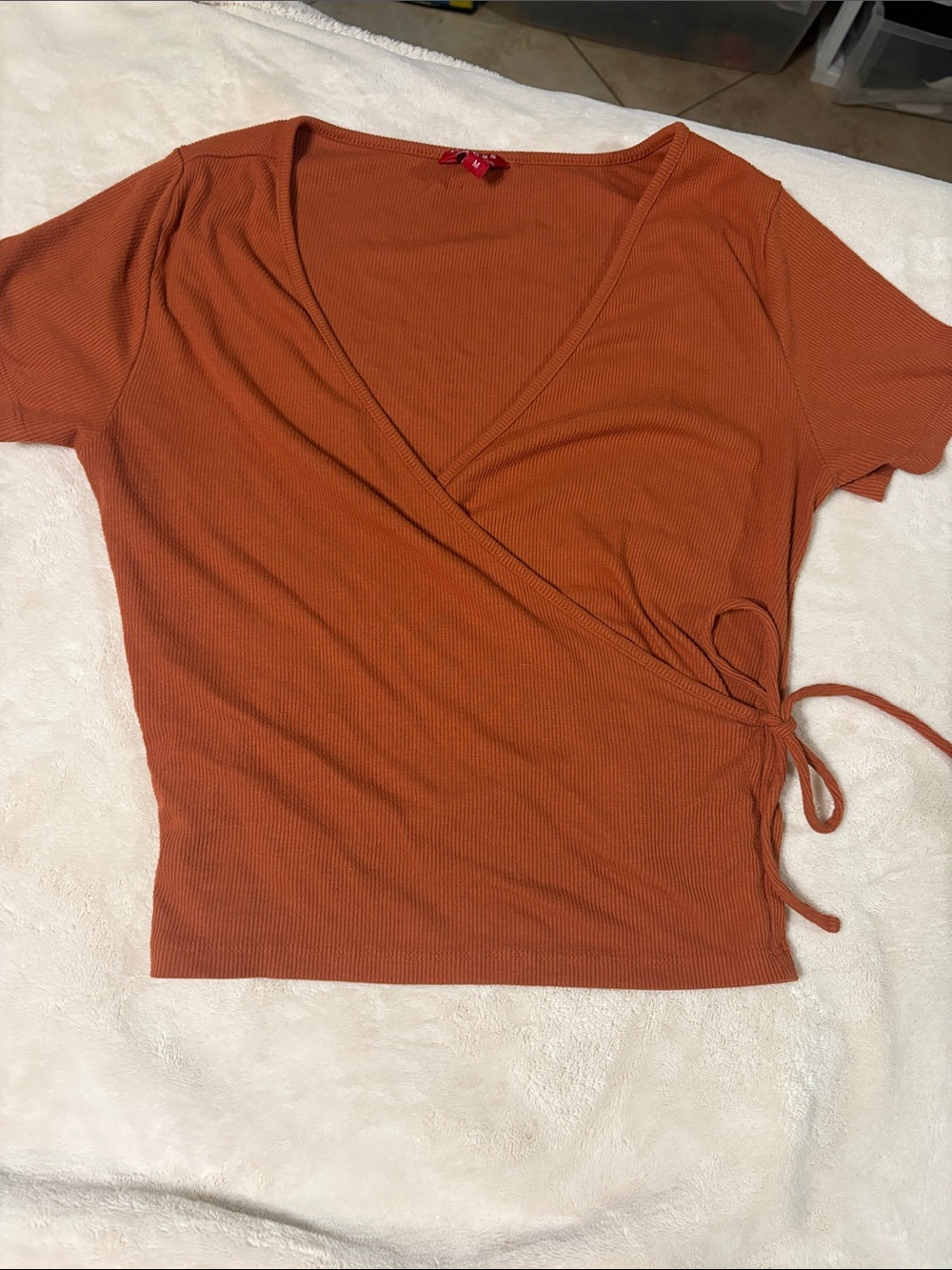 Guess Rust-Orange Wrap Crop Top